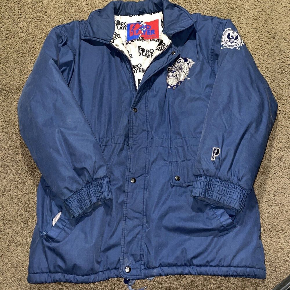 Vintage Georgetown Hoya's Long Pro Player Parka Coat Jacket Mens NCAA Large Read